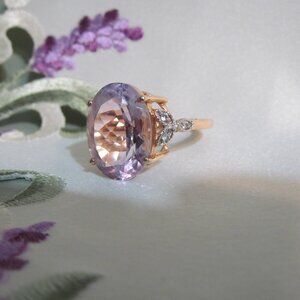 QJ India Quintessence Jewelry Gold Plated 925 Silver Light Amethyst Ring Size 10